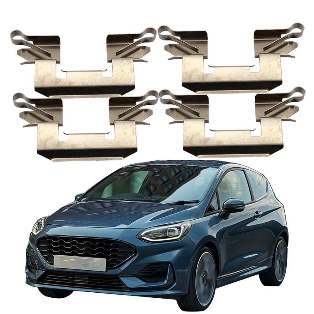 4Pcs Front Rear Brake Pad Fitting Kit Front Disc Brake Caliper Hardware Kit Car Fitting for Ford Fiesta MK7 08-17
