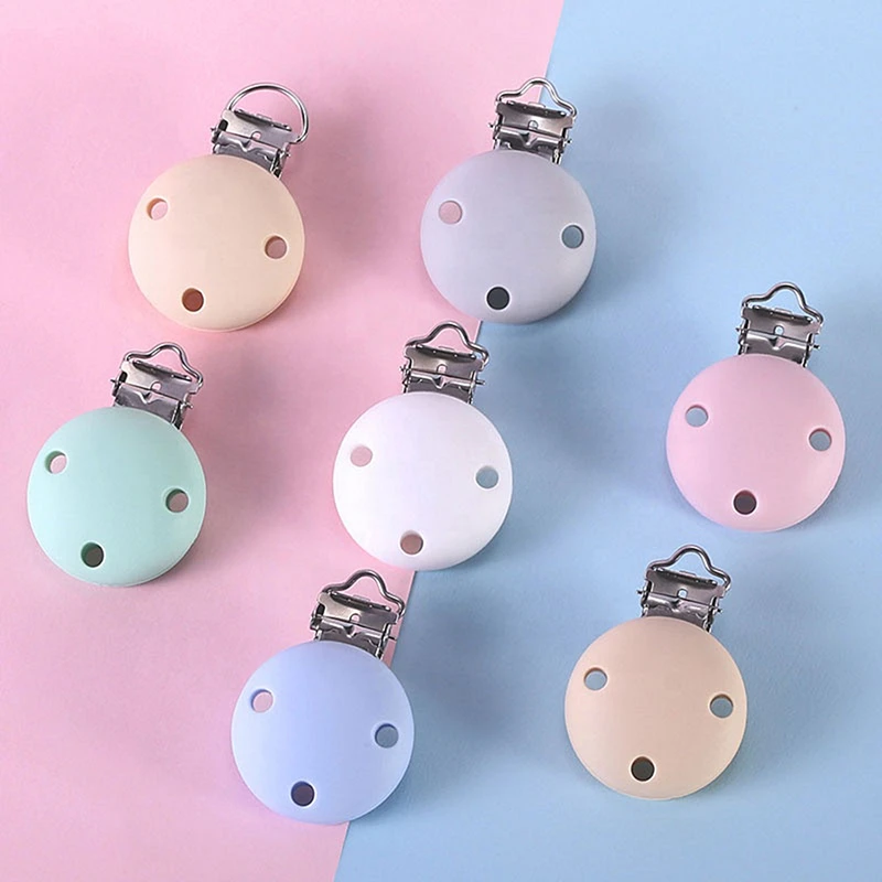 Round Silicone Pacifier Clip Baby Pacifier Clips Bpa Free Food Grade Silicone Diy Teether Chain