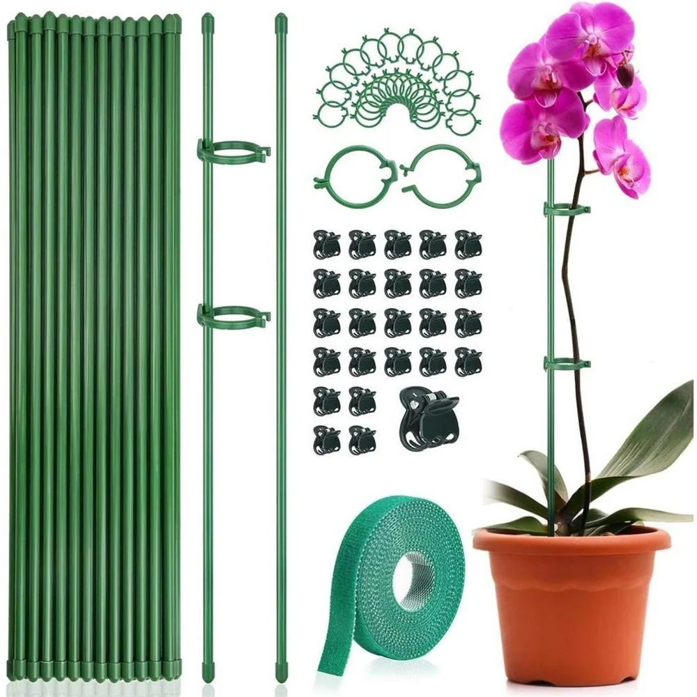PlantStakesPlantSupportStakesSuitableforIndoorOutdoorPlantsGreenPlantStickSupport