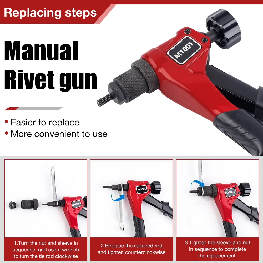 Manual Rivet Nut Gun M3 M4 M5 M6 Household Multi-specification Riveting Machine Riveting Tools Insert Nut Quick Tools rivet gun rivet nut tool
