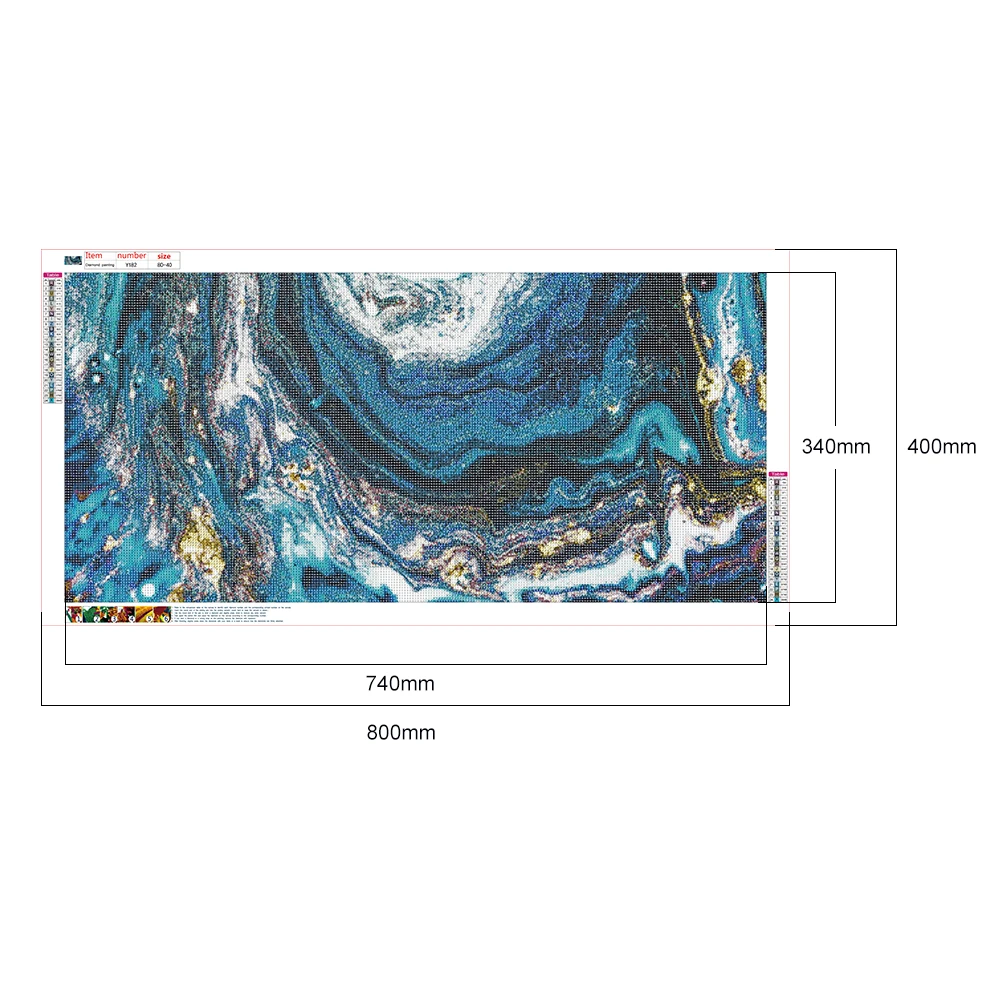 80 X 40cm 5D Full Round Drill DIY Abstract Diamond Painting Poster Wall Decor