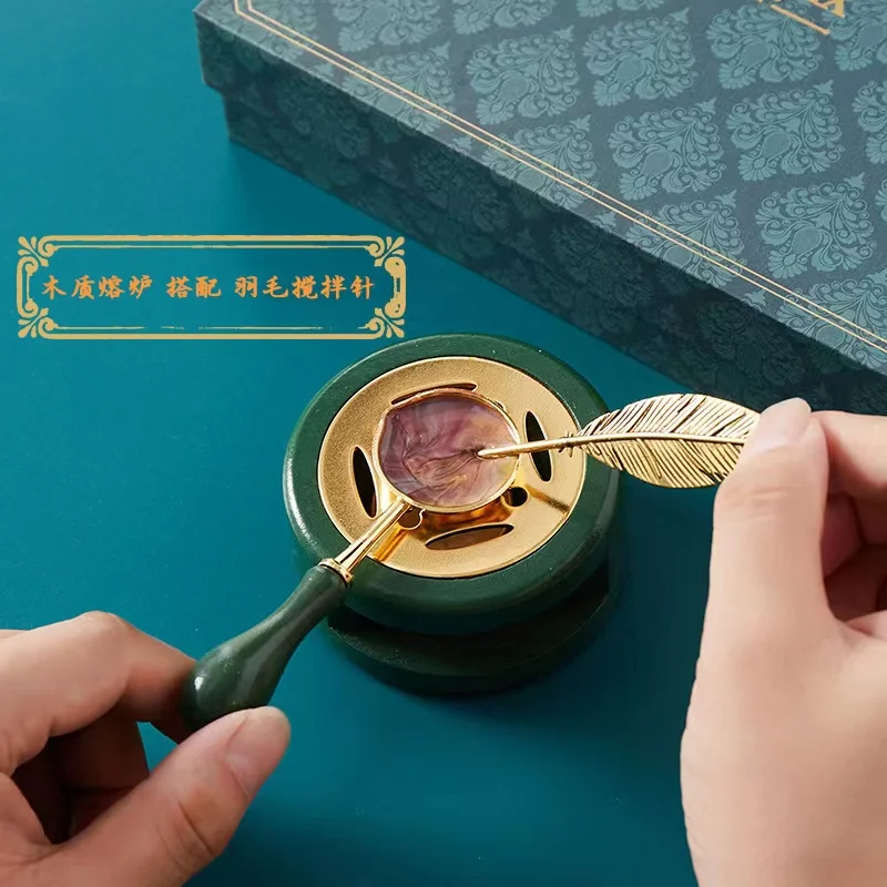 NEW Retro Christmas Stamp Head Wax Particle Set Creative Fire Paint Seal Handle Scoop for DIY Hand Account Envelope Decoration