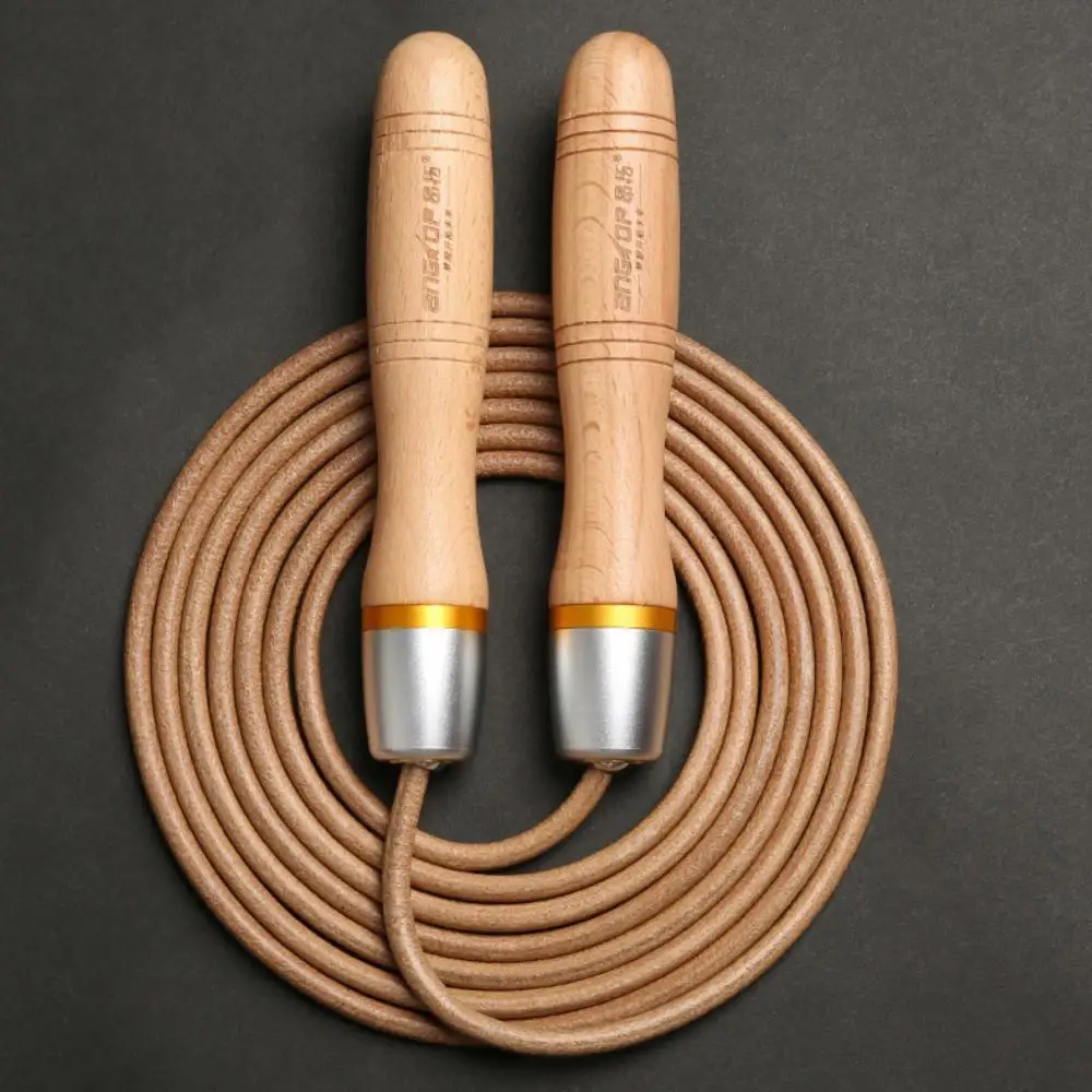 Adjustable Jump Rope Universal Metal Bearing Wooden Handle Adult Faux Leather Jump jump rope
