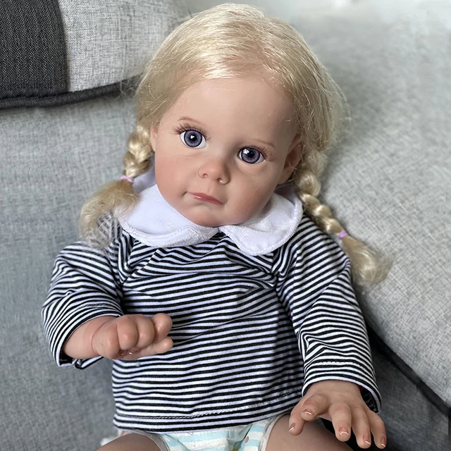 Acabado Reborn Toddler Doll, Bebe, já pintado, realista, toque macio,  cabelo longo encaracolado, pele 3D, como a imagem, 60cm - AliExpress