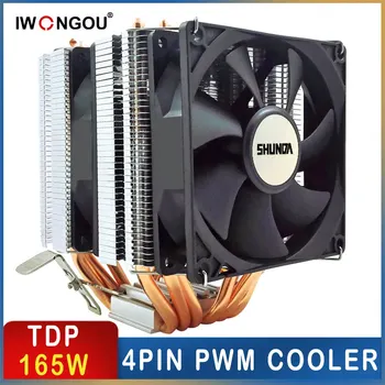 IWONGOU 프로세서 쿨러, X99 4 핀 에어 쿨러, CPU 6 히트 파이프 냉각 선풍기 라디에이터, 인텔 LGA-1700, 1200, 2011, 115x, AMDAM4 용