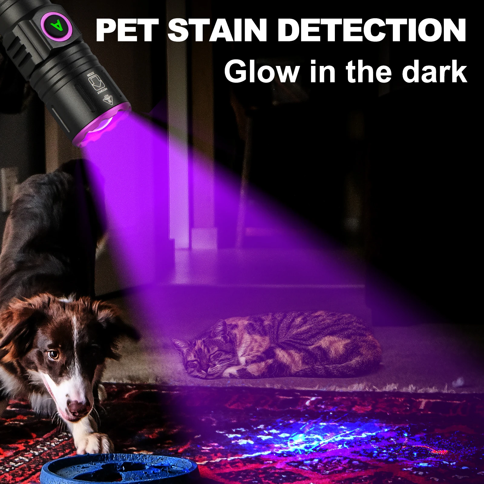 UltraFire SP69 Zoom UV LED Flashlight 365 395nm Type-C Charging 18650 Curing Resin Detection Light Carpet Pet Urine Detector