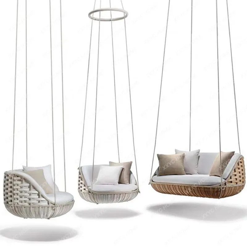 Outdoor Hanging Basket Rattan Chair Glider Indoor Balcony Lazy Single Table and Chair Bird's Nest Courtyard Villa Rattan Chair