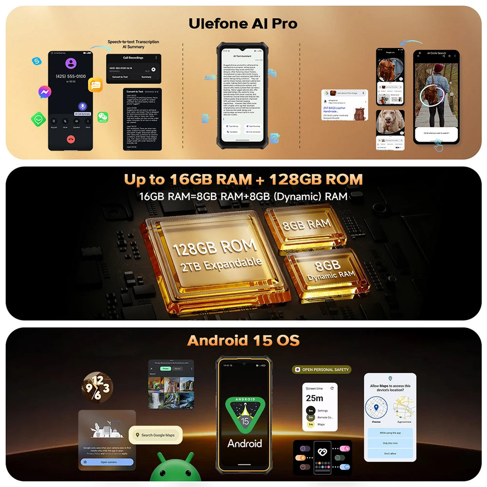 【World Premiere】Ulefone RugKing 3 Pro Rugged Phone 6.56" 120Hz 5700mAh  Android 15 Up to 16GB RAM，128GB ROM  NFC 4G  Global