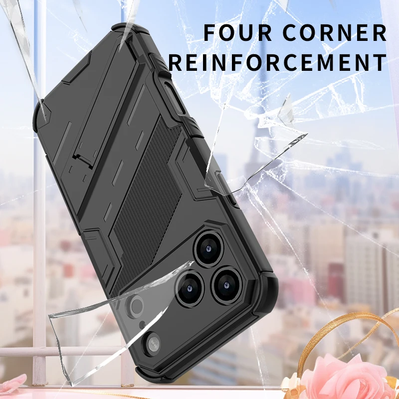 Solid Armor Cyber Shockproof Phone Case with Stand Holder and Protective Shell