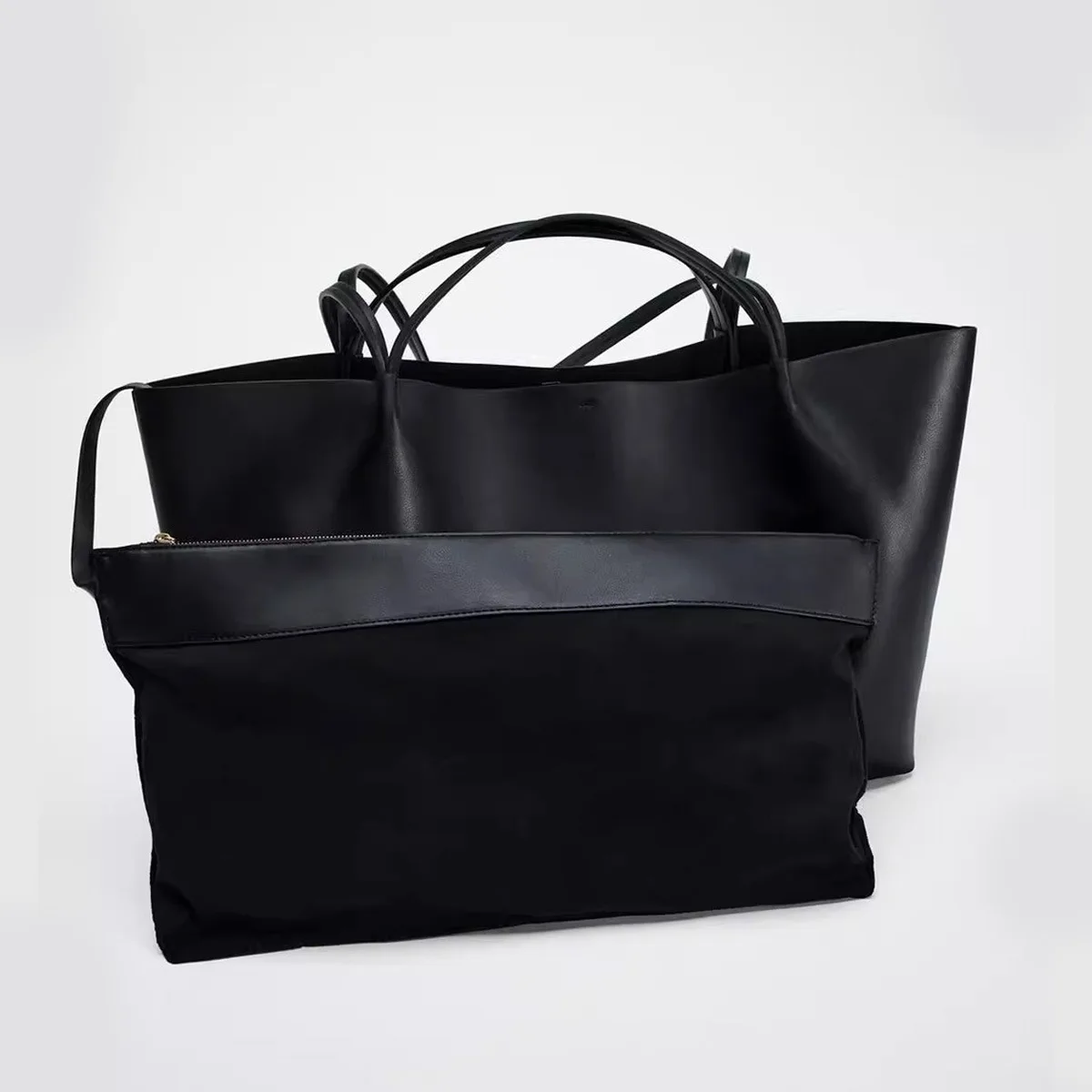 Large Capacity Tote Bags for Women Handbags High Quality Shoulder Bag Luxury Designer Bags Black PU Leather Shopper Purses New