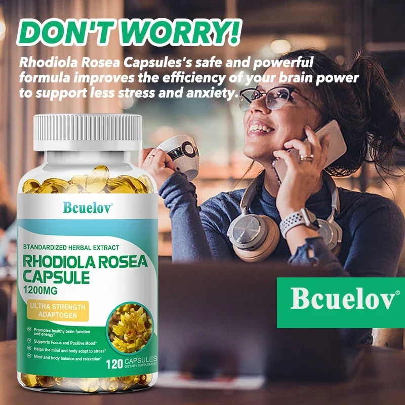 Rhodiola Rosea Root Extract 1200 mg Supports brain health Energy and endurance Mood support Stress
