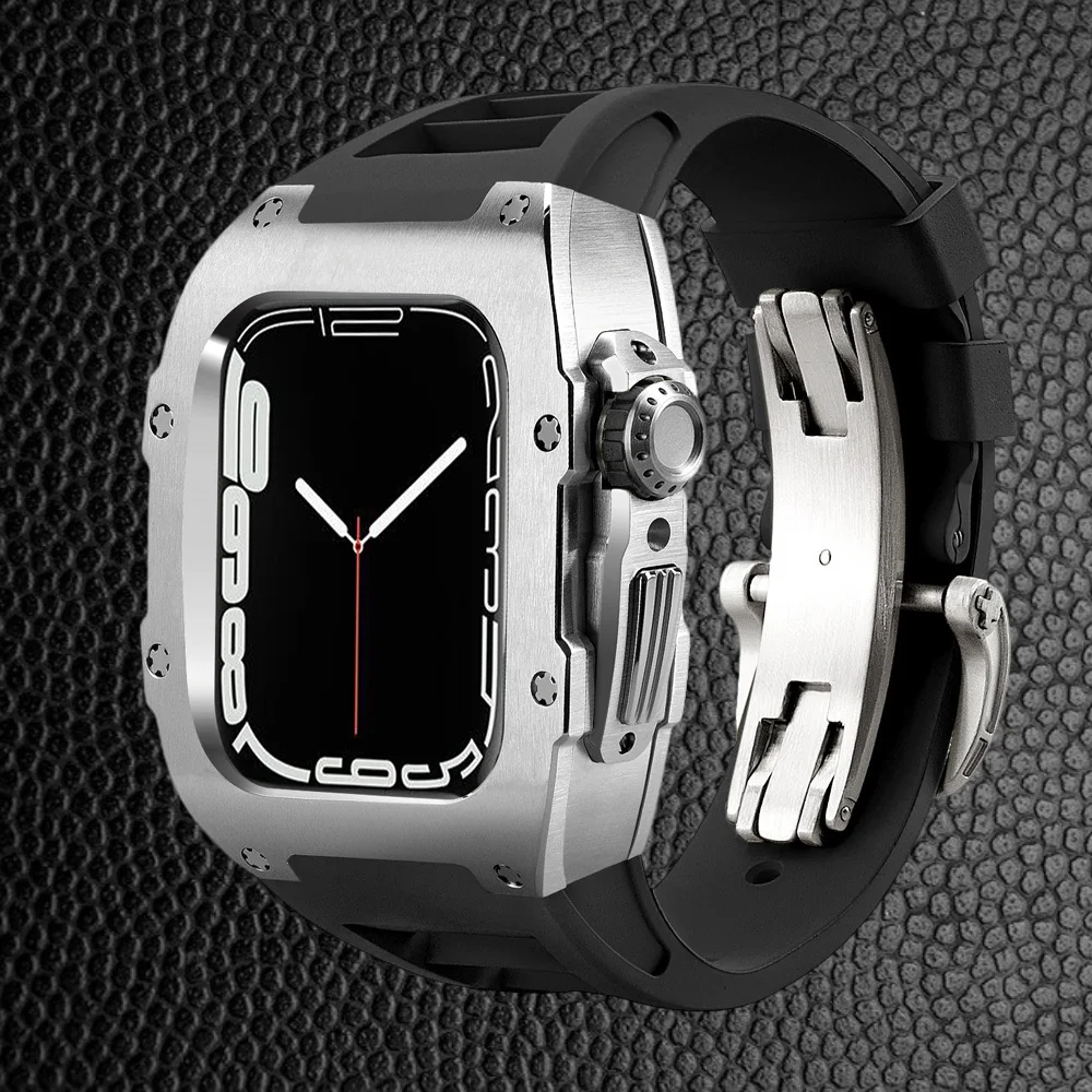 Luxury Stainless Steel Titanium Metal Case For Apple Watch 8 7 45mm