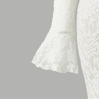 Robe en dentelle à épaules dénudées pour filles de 8 à 12 ans, détail nœud sur le devant et dos uni, robe sirène pour enfants 3