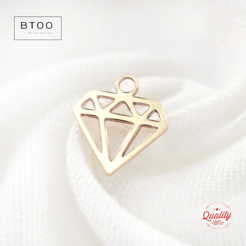 14K Gold Filled Diamond Shape Charm Gold Pendant For Bracelet Necklace Earring DIY Jewelry Findings Jewelry Making Accessories