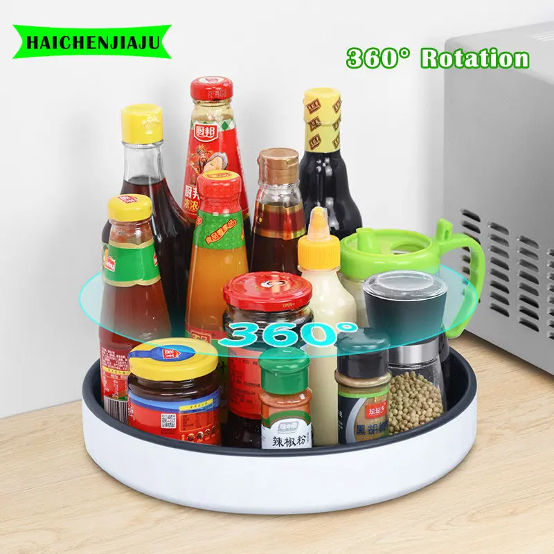 360 Rotating Round Kitchen Storage Tray Spice | Kitchen Cabinets ...