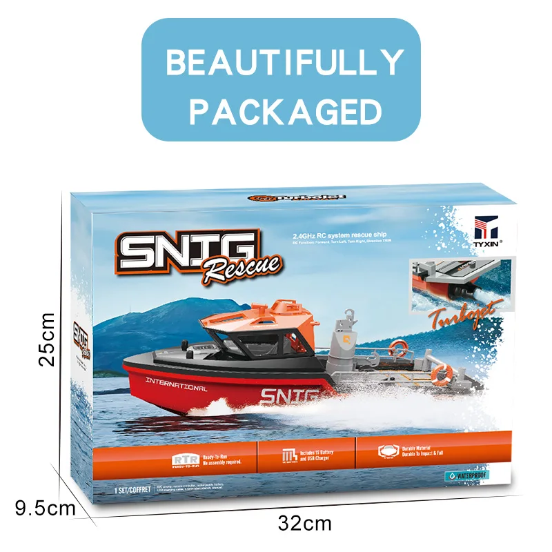New Simulation Rescue Tugboat 2.4g Wireless Brushless High-Speed Charging Remote Control Captain Endurance Boy Toy Birthday Gift 3