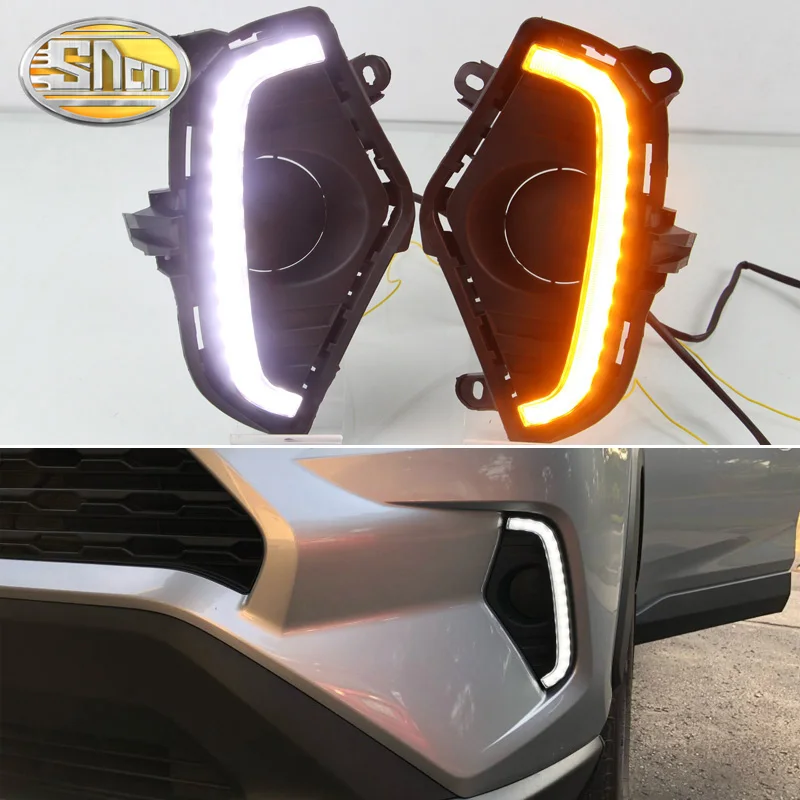 

SNCN 2PCS LED Daytime Running Light For Toyota RAV4 2019 2020 Car Accessories Waterproof ABS 12V DRL Fog Lamp Decoration