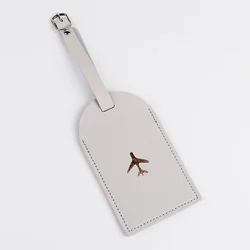 Portable PU Leather Luggage Tag - Travel Accessory for Name and Address Display (Light Grey)