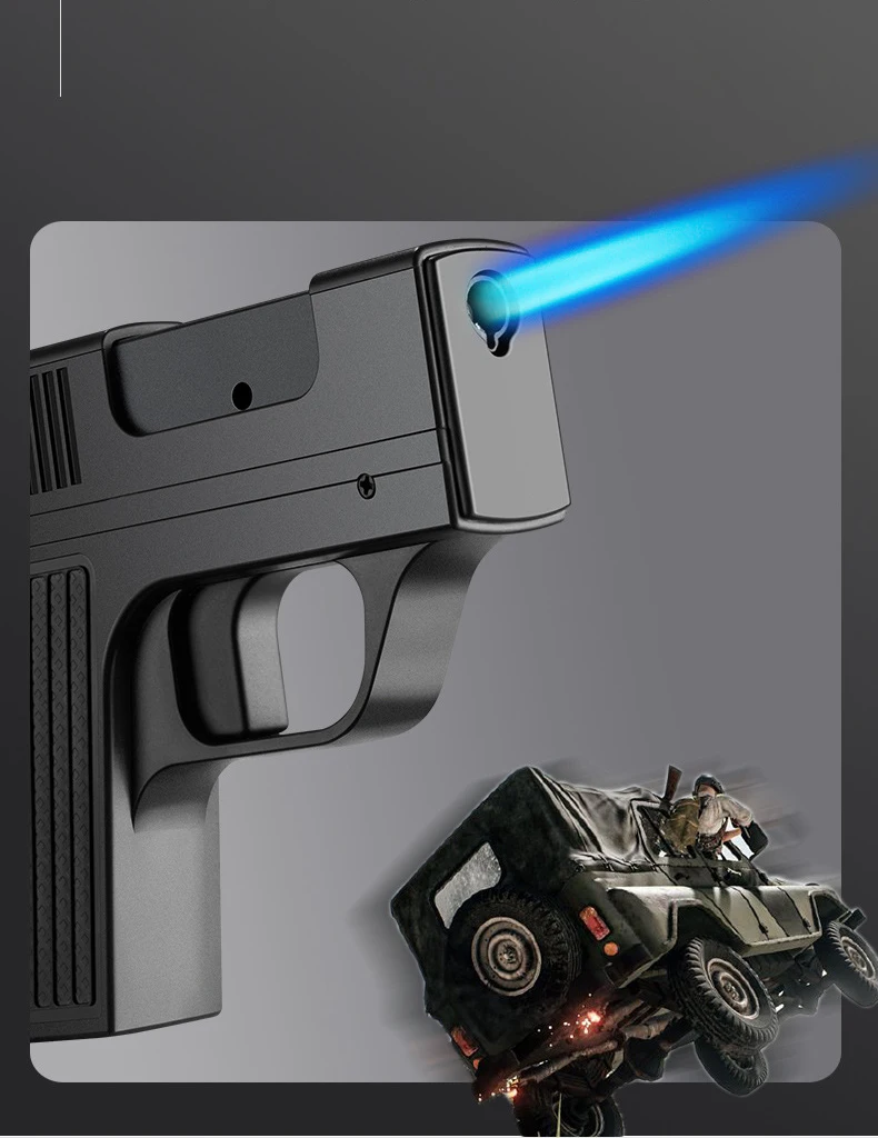 Cool Pistol Split Cigarette Lighter Torch Smoking Set Welding Gun Lighter  Jet Windproof Cigar Gas Lighter Toy Unusual Gifts