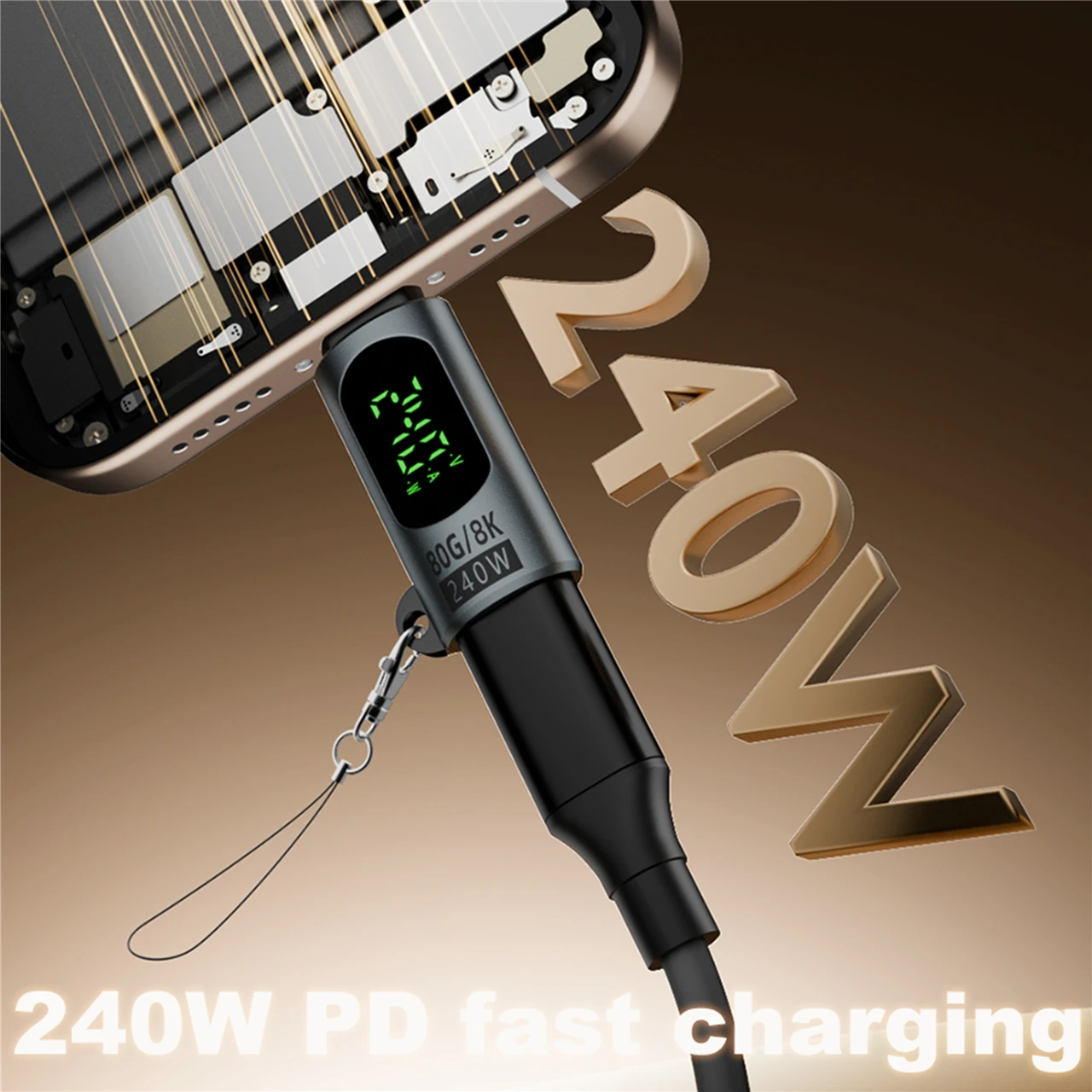 Enhanced USB4 40Gbps Adapter with Digital Display - High-Speed 80Gbps Type C to Type C Connector with 240W Power and 8K Support