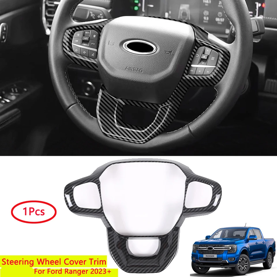 Coprivolante In Fibra Di Carbonio Per Ford Ranger 2015-2023: 2 Pezzi Antiscivolo E Traspiranti, Accessorio Auto Interno Nero