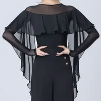 Haut de danse latine Sexy pour femmes, robes de soirée pour salle de bal, vêtements justaucorps, valse, Samba, Tango, chemisier, Costumes d'entraînement 4