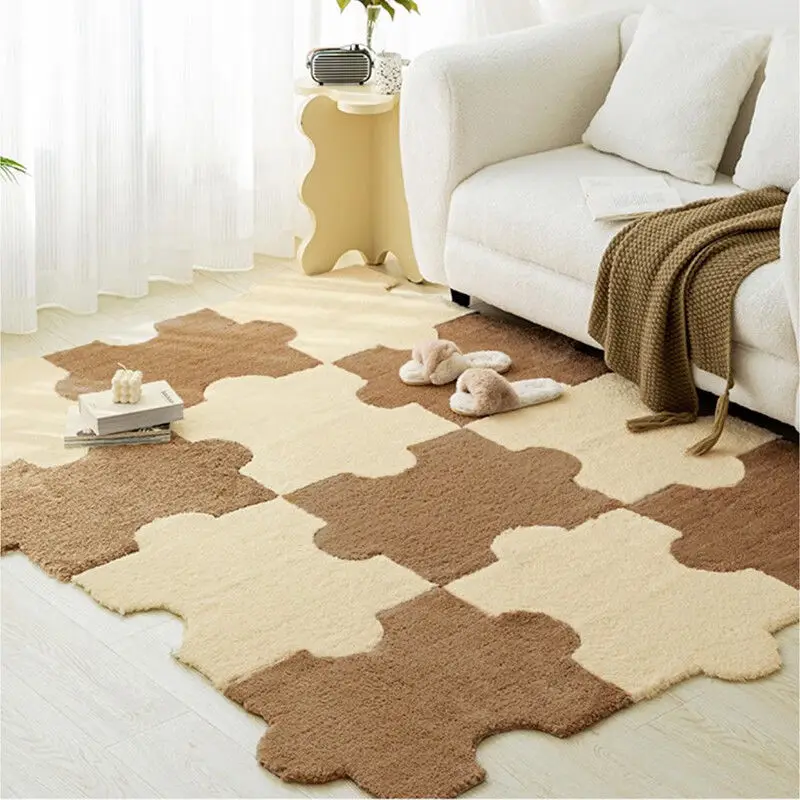 10pcs Plushy Puzzle Carpet Tiles Modern Trend Living Bedroom Rug Soft DIY  Thickening Winter Children's Room Puzzle Floor Mat - AliExpress