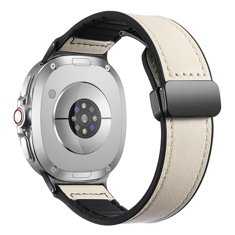Premium Magnetic Leather Silicone Strap - Men's Sports Bracelet