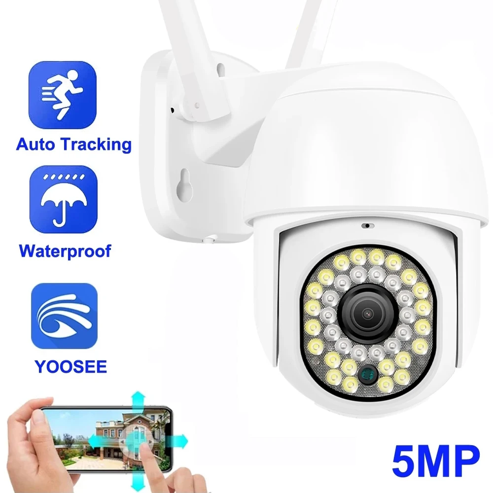 Hontusec Yoosee Hd Ip Camera 5Mp Wifi Ptz Camera Outdoor Ip66 Impermeabile Audio Bidirezionale Monitoraggio Automatico Umano Visione Notturna