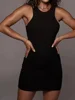 Black Ribbed Bodycon Summer Dress Sexy Vest Sleeveless Vest Club Party Mini Dress WOMEN'S Solid Color Tight Fitting 5