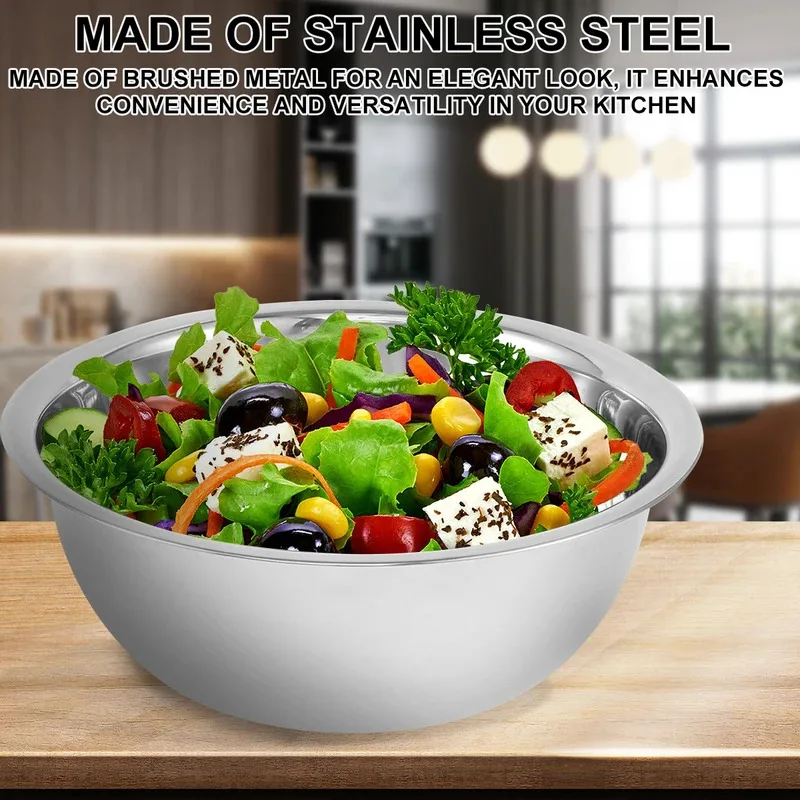 5 Pcs Multipurpose Stainless Steel Mixing Bowl Set 5 Size Space Saving Nested Bowl Set Dishwasher Safe Kitchen Cooking Goods
