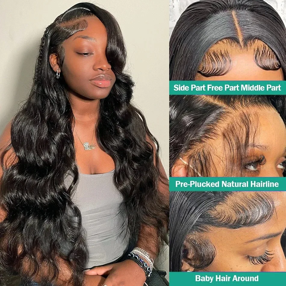 Human Hair Wig 220% Transparent HD Body Wave 5x5 Closure 30 40 Inches 13x6 13x4 Lace Front