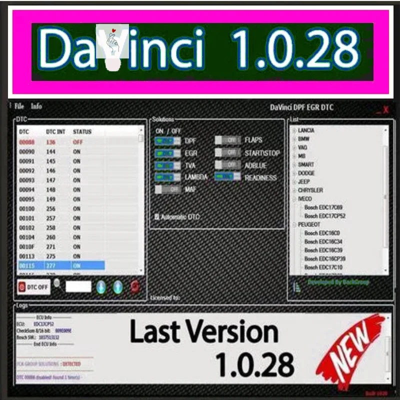 

Davinci Software Newest 1.0.28 PRO CHIPTUNING REMAPPING DAVINCI REMAP Software Davinci Support Win 7/10/11