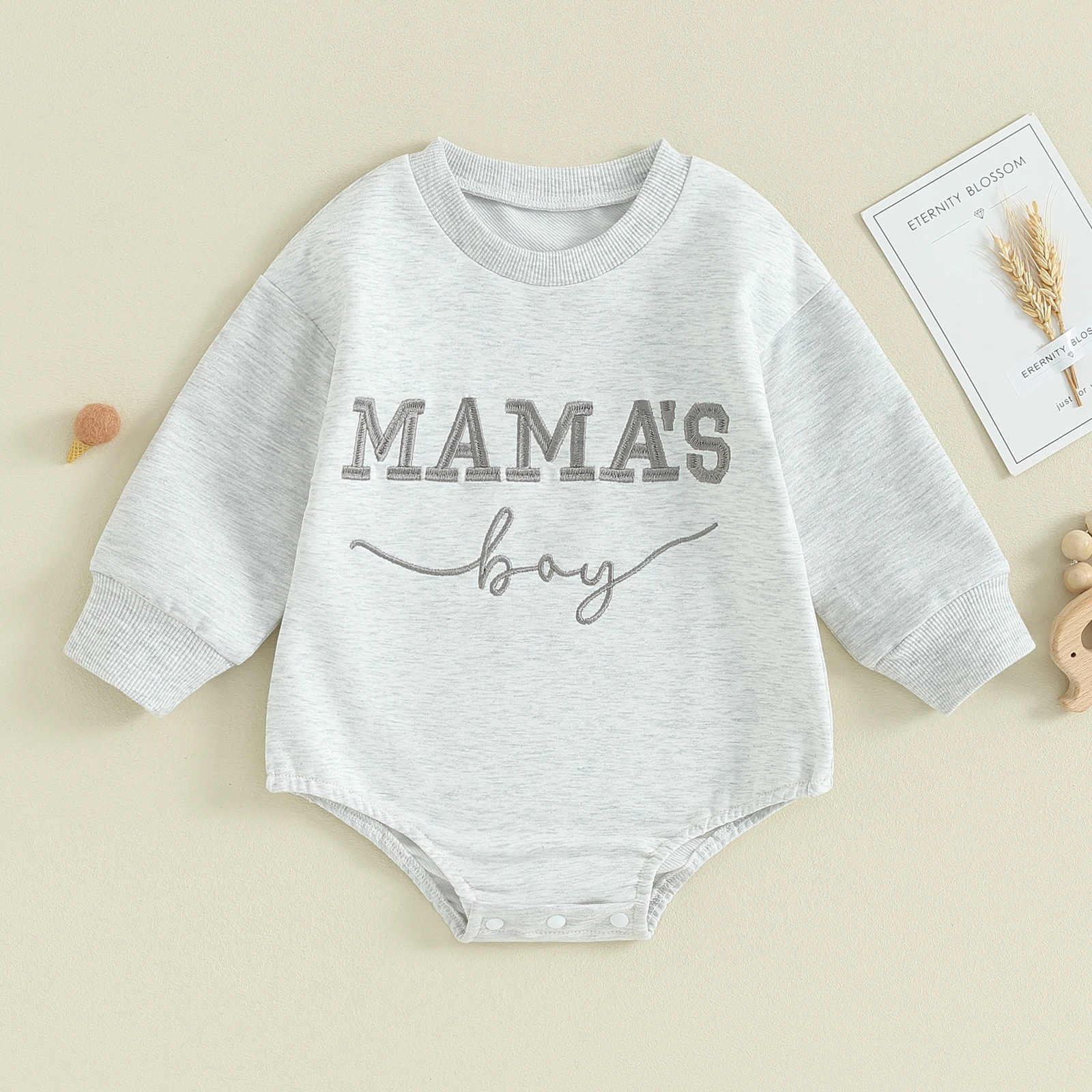 Citgeett Spring Infant Baby Girls Boys Autumn Bodysuit Gray Long Sleeve Letter Embroidery Casual Jumpsuit Clothes 1