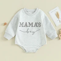 Citgeett Spring Infant Baby Girls Boys Autumn Bodysuit Gray Long Sleeve Letter Embroidery Casual Jumpsuit Clothes 1
