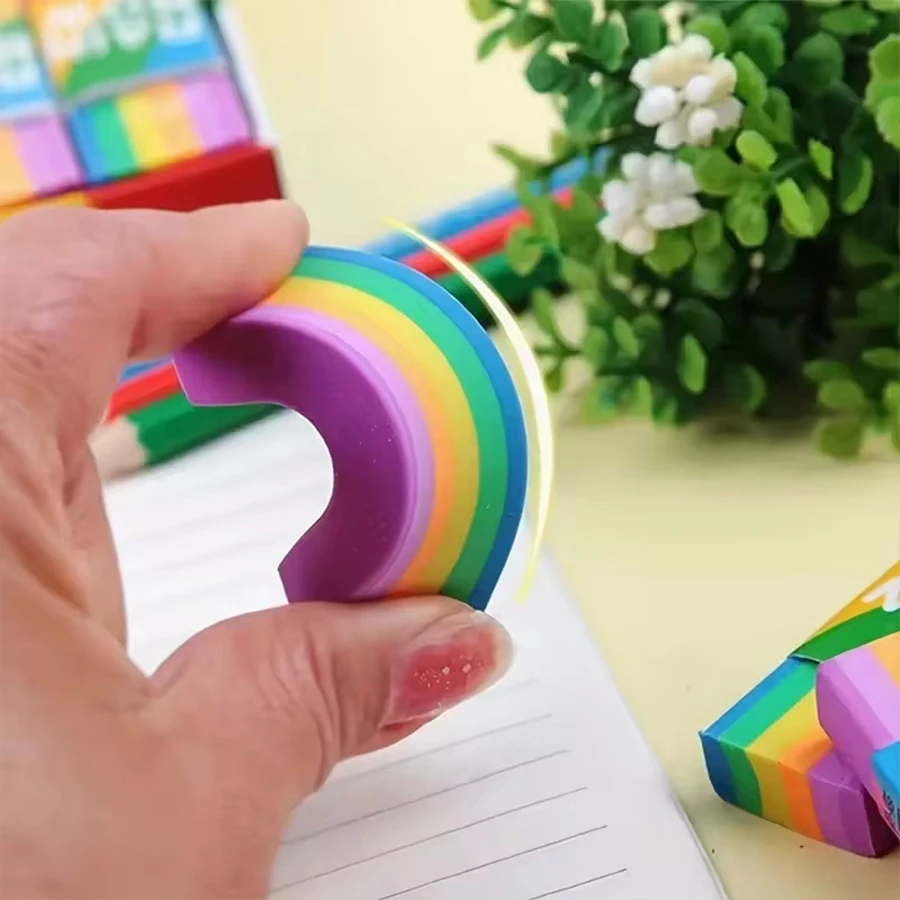 5/10 Pezzi Gomma per Cancellare 2B con Gradiente Arcobaleno, Gomma Colorata a Strisce per Scuola, Studenti, Cancelleria, Senza Residui - immagine 3