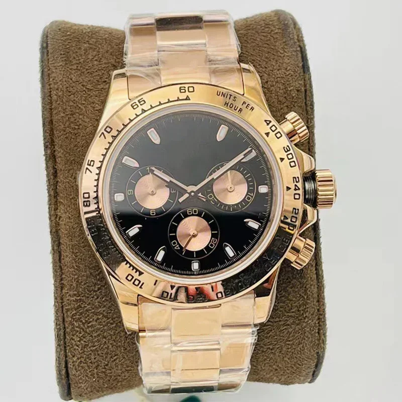 

High Quality Luxury Men's Watch Automatic Mechanical Stainless Steel Black Rubber Rose Gold Black Blue