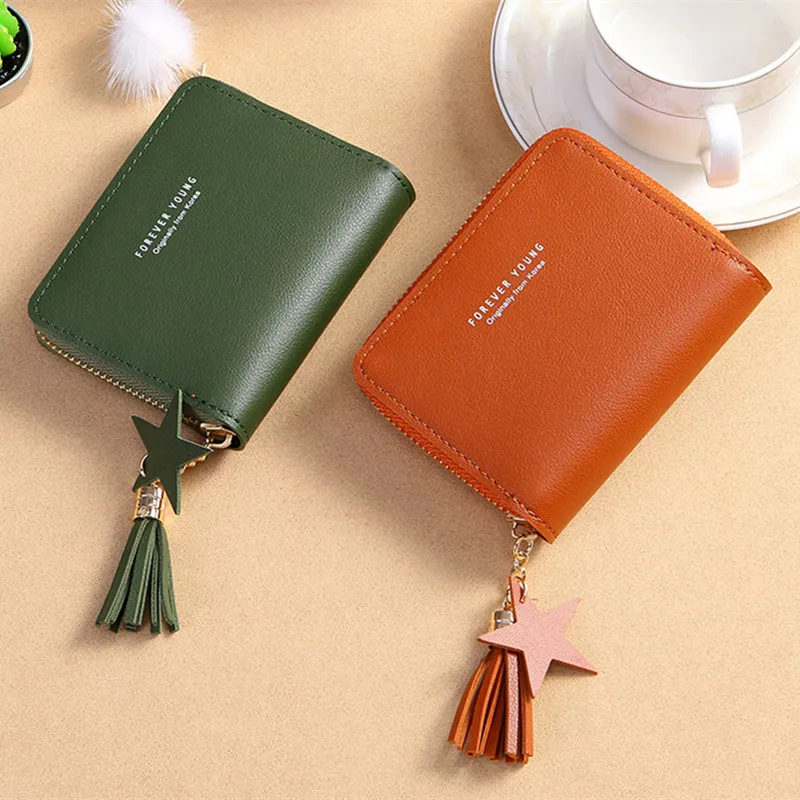 Fashion Leather Small Wallet Luxury Women Short Coin Zipper Purse Card Holder 