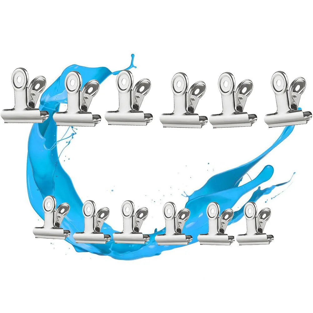 12Pcs 스테인레스 스틸 종이 바인더 그립 클립 실버 금속 클립 사무실 홈 공예 DIY 편지 메모 파일에 대한 강력한 홀드