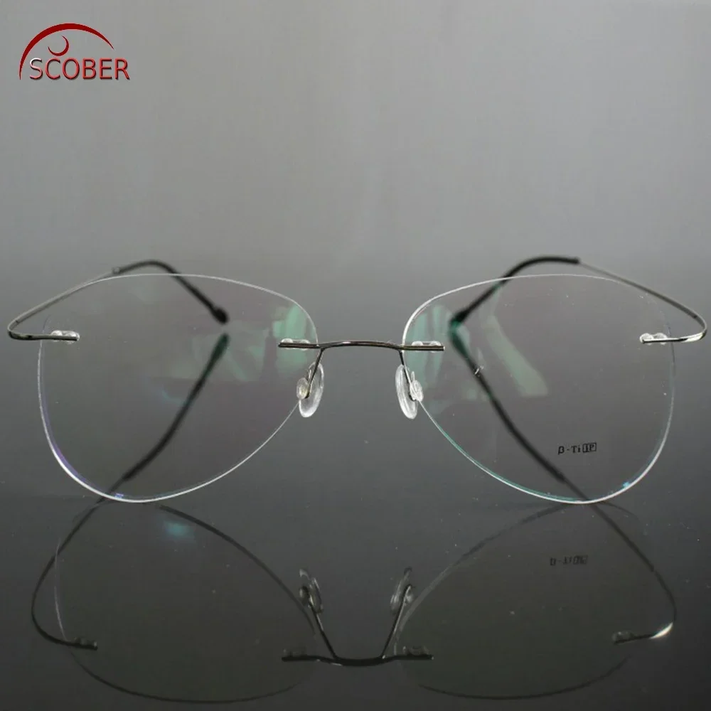 

SCOBER = Large Frame Pilot New B Titanium ONLY 2G Ultra-light Bomb MEN WOMEN Rimless READING GLASSES +0.75 +1 +1.25 +1.75 to +4