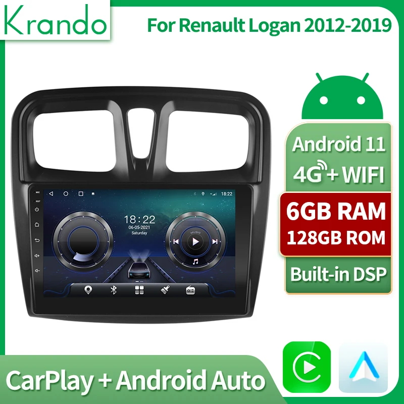 

Krando Car Radio 9'' Android 11 Autoradio For Renault Logan 2012-2019 Intelligent System Multimedia Video Player Navigation GPS