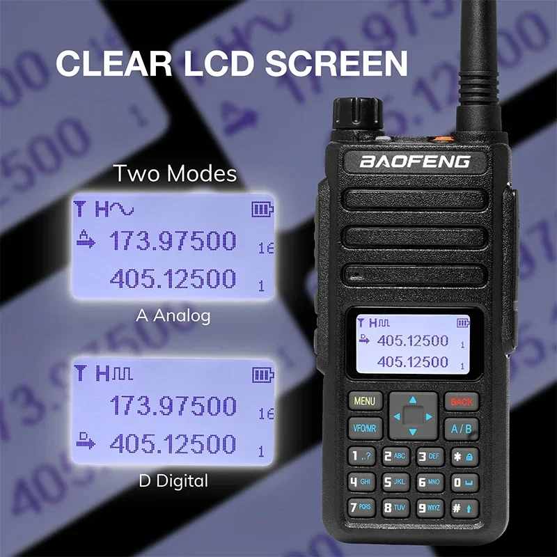 Baofeng DR 1801 Walkie Talkie Large Screem Tier 1+2 Dual Time Slot Digital Dual band 136-174 400-470MHz Portabsle Two Way Radio 2