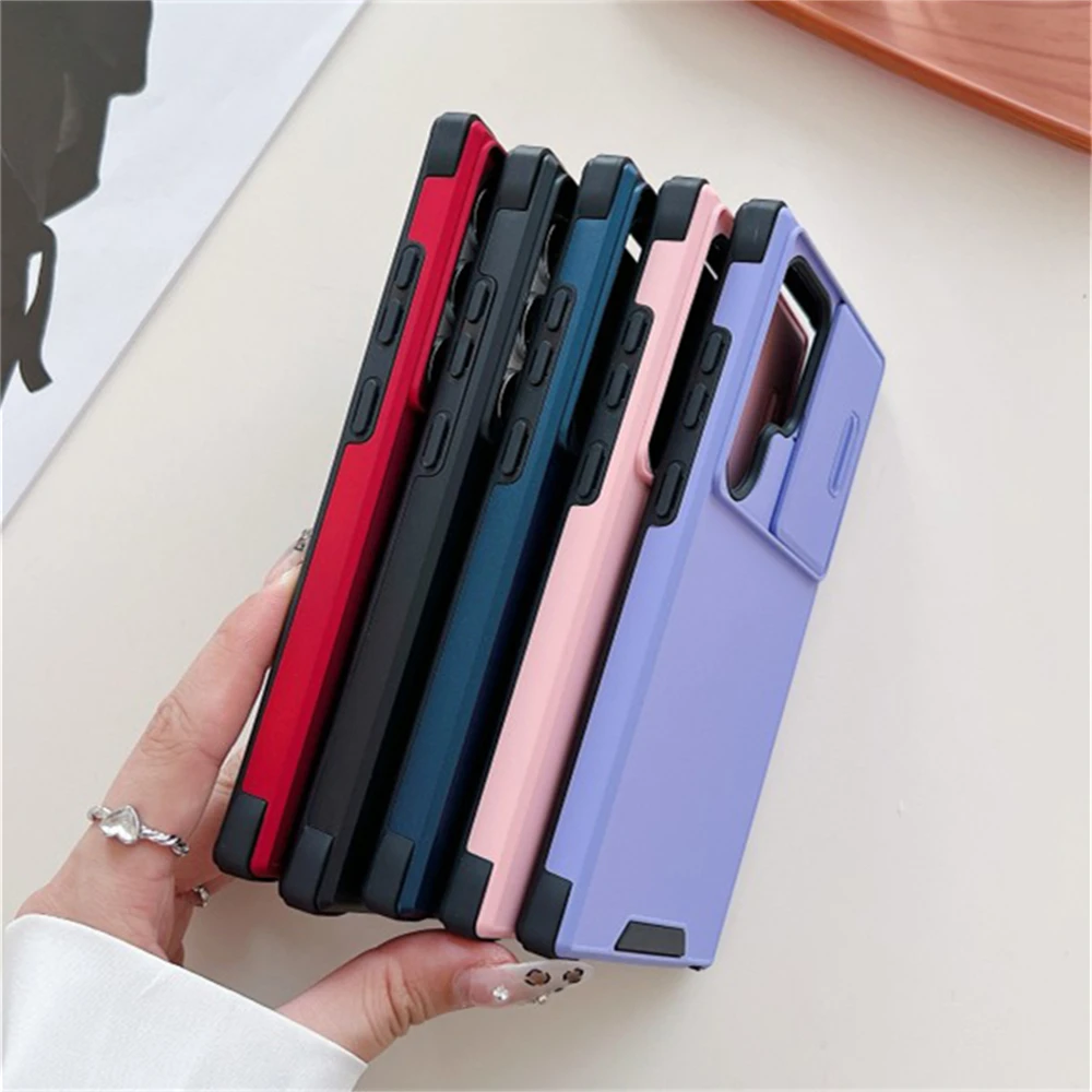 Matte Slide Window Shockproof Phone Case with Camera Protection & Solid Bumper Design