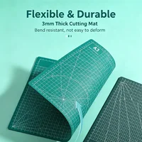 3mm Thick Three-Layer Self-Healing Cutting Mat, Available in A3/A4 Sizes, Cut-Resistant for Leather Crafts, with Angle Scale, Non-Slip Waterproof Pvc Desktop Mat, Suitable for Sewing, Quilting, Leather Crafts, Paper Mo 2