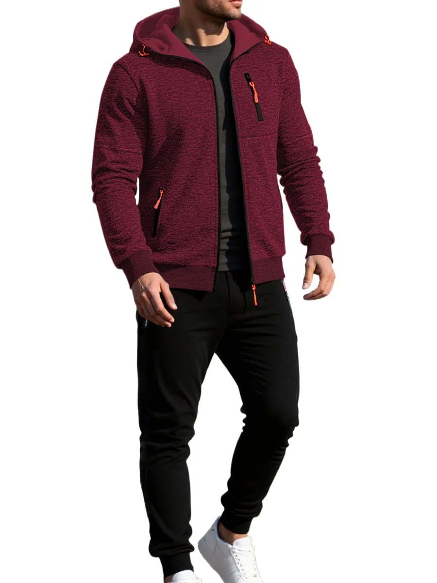 Men's Sports Tracksuit Breathable Hooded Streetwear Casual Sweatshirt and Sports Trousers Long Baggy Pants 2-Piece Jogging Suit