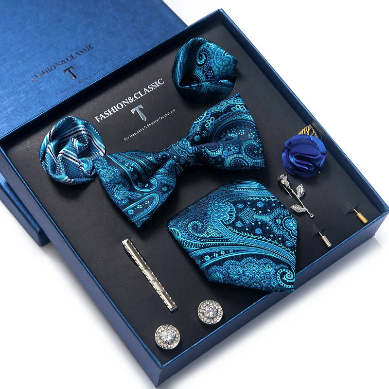 

Wholesale 2022 New Design Vangise Brand Mix Colors Wedding Gift Silk Tie Pocket Squares Set Necktie Box Solid Fit Business