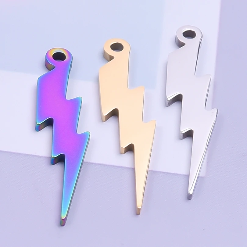 

10pcs/lot Lightning Pendant No fade Steel Charms Handmade Punk Earring for Men Jewelry Supplies acero inoxidable joyeria mujer