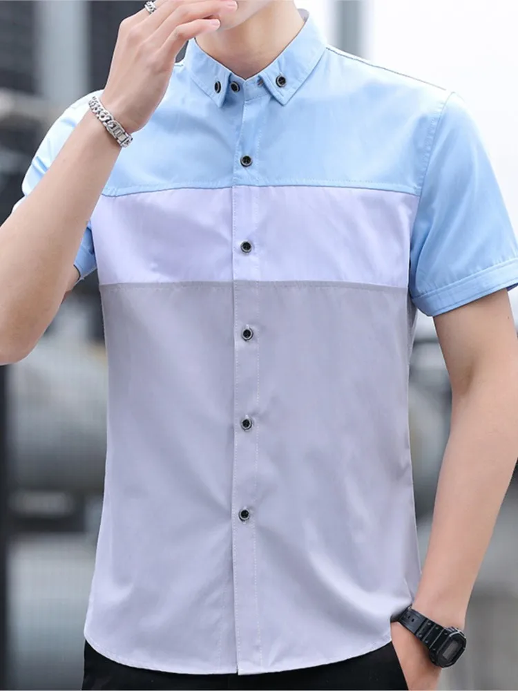 New Cotton Shirt men's short-sleeved Korean Summer Slim Plus Size Cool Brand New Casual Business Youth Trend Daily Top 4