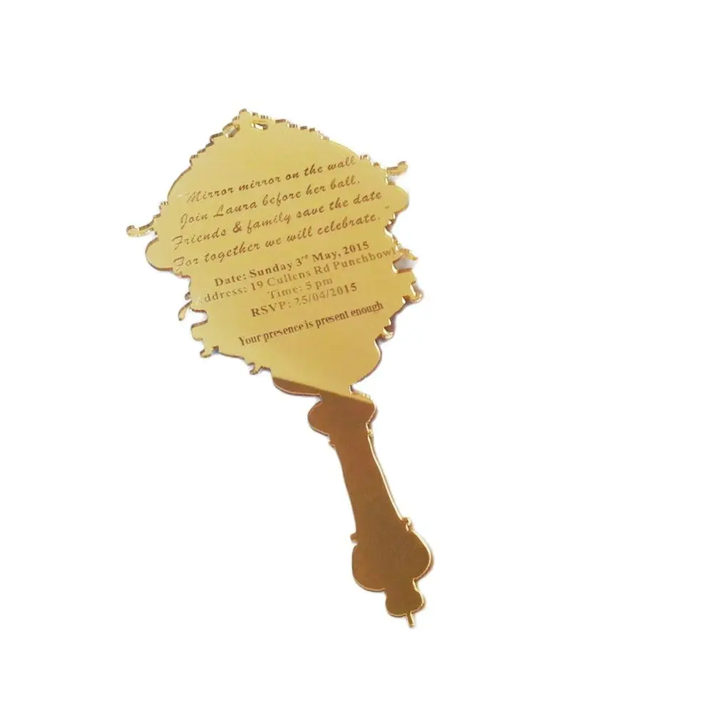 

Маленькая карманная акриловая Свадебная пригласительная открытка/Золотой зеркальный акриловый Пригласительный билет (1 лот = 100 шт)