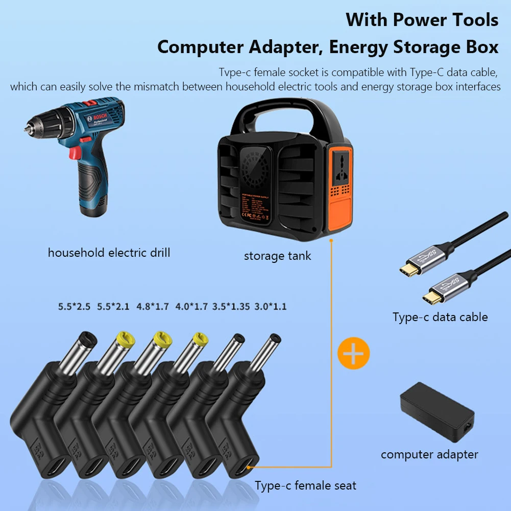USB to DC Adapter Universal 15V 19.5V 12V Type C to DC Jack Plug for Router Tablet